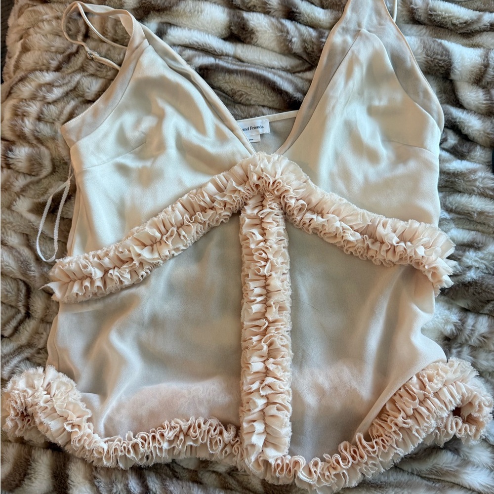 Lovers + Friends Blush Cream Ruffle Cami Top